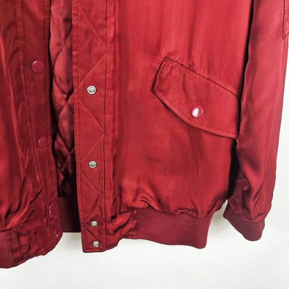 & Other Stories Womens 8 Bomber Jacket Red Wine Quilted Retro Varsity Style Coat - Picture 6 of 16